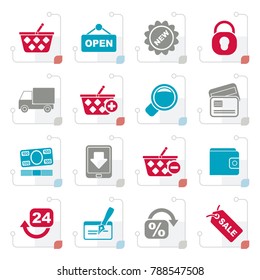 Stylized shopping and retail icons - vector icon set