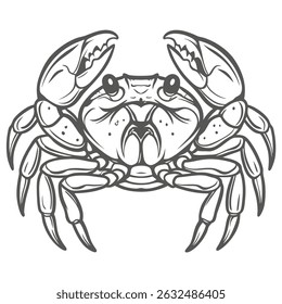 Stylized Shore Crab Illustration, Line Art