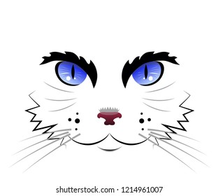 Stylized Siamese cat face on a white background.