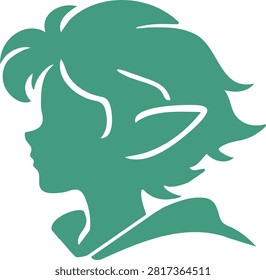 Stylized side profile of a young elf with tousled hair pointed ears and a soft fantasy character look