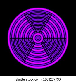 A stylized sign of radiation, consisting of many bright elements. Label design. Sticker design. Vector illustration.