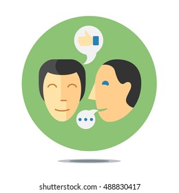 stylized sign showing communication process between two people