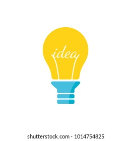 Stylized sign of vector lightbulb logotype. New idea symbol and icon, flat bright cartoon bulb.