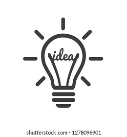 Stylized Sign Of Vector Lightbulb Logotype. New Idea Symbol And Icon, Flat Bright Bulb.