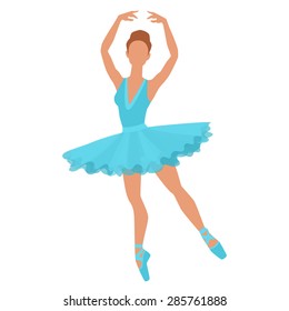 Stylized silhouette of ballerina in dress on white background.