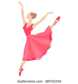 Stylized silhouette of ballerina in dress on white background.