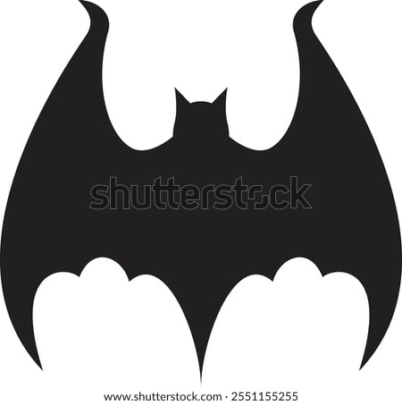 Stylized silhouette of a bat spreading its wings, creating a dramatic and ominous presence, perfect for halloween or spooky designs