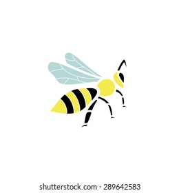 Stylized silhouette of a bee on light background