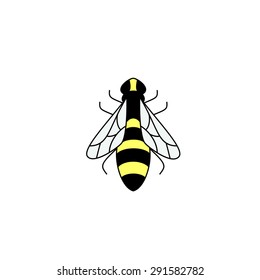 Stylized silhouette of a bee on light background. Logo design for the company.