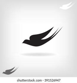 Stylized silhouette bird - swallow, on a light background. Logo design for the company.