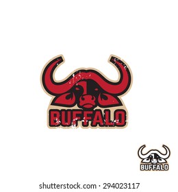 Stylized silhouette of a buffalo. Artistic creative idea. Animals logo design template. Vector idea logotype.