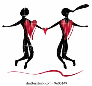 Stylized silhouette of couple of lovers. 
To see similar design elements, please VISIT MY GALLERY.