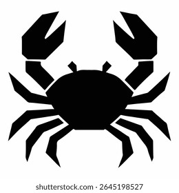 Stylized Silhouette of a Crab with Prominent Claws and Sharp Leg Segments Marine Life Representation Artistic Nautical Design Simplicity and Impact