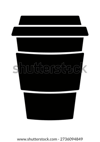 Stylized silhouette of a disposable coffee cup, representing modern coffee culture and takeout convenience.