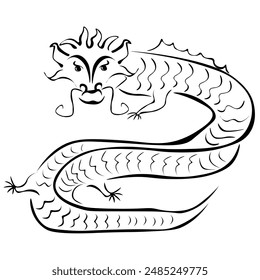 Stylized silhouette of a dragon, a wise animal symbol of the eastern horoscope vector illustration for design