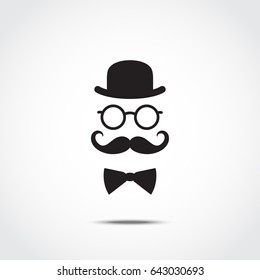 Stylized silhouette of english gentleman isolated on white background. Vector illustration.