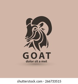 Stylized Silhouette Face Goat. Vector Wild Animal Logo Icon Template. Artistic Creative Design.