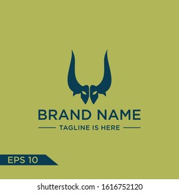 Stylized silhouette face goat. Wild animal logo design template. Artistic creative idea. Vector illustration.
