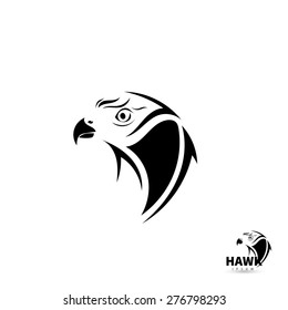 Stylized silhouette face hawk. Artistic bird tattoo concept. Vector illustration.