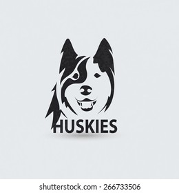 Stylized silhouette face huskies. Artistic creative logo design. Vector illustration