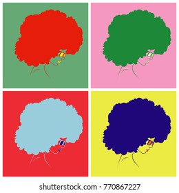 stylized silhouette of a female head in pop art style