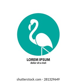 Stylized silhouette of a Flamingo. Logo design for the company.