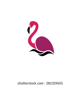 Stylized silhouette of a flamingo. Logo design for the company.