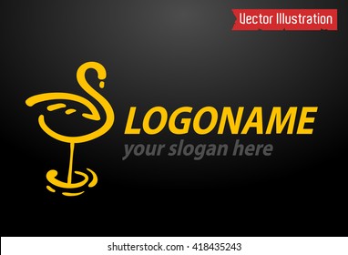 Stylized silhouette of a flamingo. Logo design for the company.