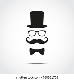 Stylized silhouette of gentleman isolated on white background. Vector illustration.