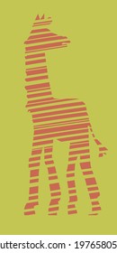 Stylized silhouette of a giraffe, side view. Stripes of different widths. The tallest animal. Vector graphic illustration.