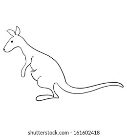Stylized silhouette of kangaroo isolated on white