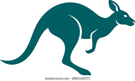 Stylized silhouette of a kangaroo in motion, showcasing agility against a plain background