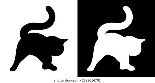 Stylized silhouette of a lion with mane, showcasing strength and majesty in monochrome design, suitable for wildlife or animal themes.