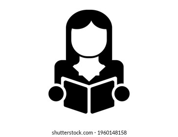 Stylized silhouette of a male man with a book in his hands for the design of tabletop role-playing games