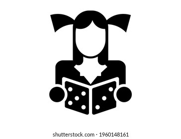 Stylized silhouette of a male woman with a book in his hands for the design of tabletop role-playing games