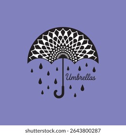 A stylized silhouette mandala umbrella design.