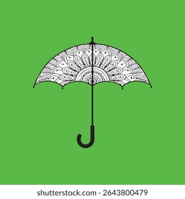 A stylized silhouette mandala umbrella design.