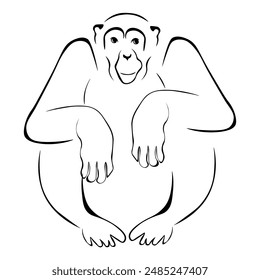Stylized silhouette of a monkey, animal symbol of the eastern horoscope vector illustration for design