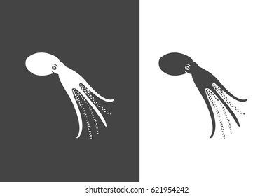 Stylized silhouette of octopus. 