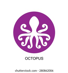 Stylized silhouette of an octopus on  light background. Logo design for the company.