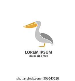 Stylized silhouette of a Pelican. Logo design for the company.
