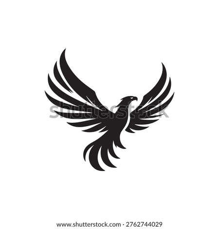 Stylized silhouette of a phoenix bird in flight