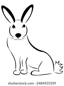Stylized silhouette of a rabbit, symbol of the eastern horoscope or Easter vector illustration for design