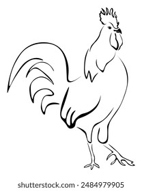 Stylized silhouette of a rooster, bird symbol of the eastern horoscope vector illustration for design