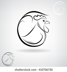 Stylized silhouette of a rooster. Logo design for the company.