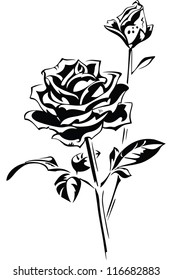 Stylized silhouette of rose