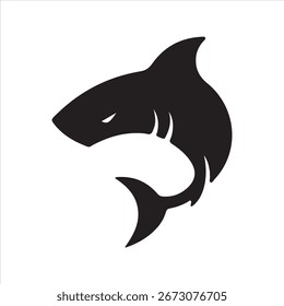 Stylized silhouette of a shark with a dynamic curve and sharp fins