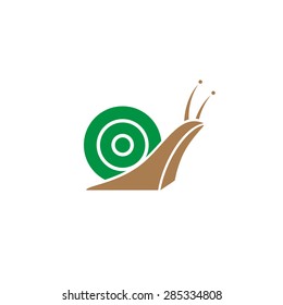 stylized silhouette of a snail on light background. Logo design for the company.