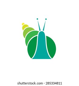 stylized silhouette of a snail on light background. Logo design for the company.