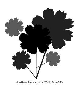 Stylized silhouette of tall daisy-inspired flowers, great for vertical design elements, eco branding, and garden-themed stationery